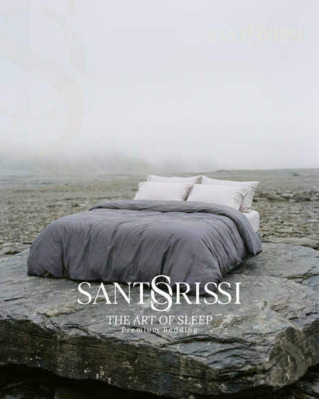 Slate grey Italian cotton sateen bedding – Pietra e Cenere Collection (Ardesia)