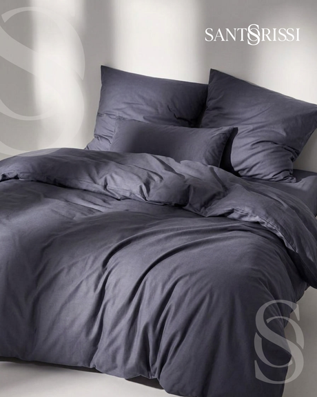 Slate grey Italian cotton sateen bedding – Pietra e Cenere Collection (Ardesia)