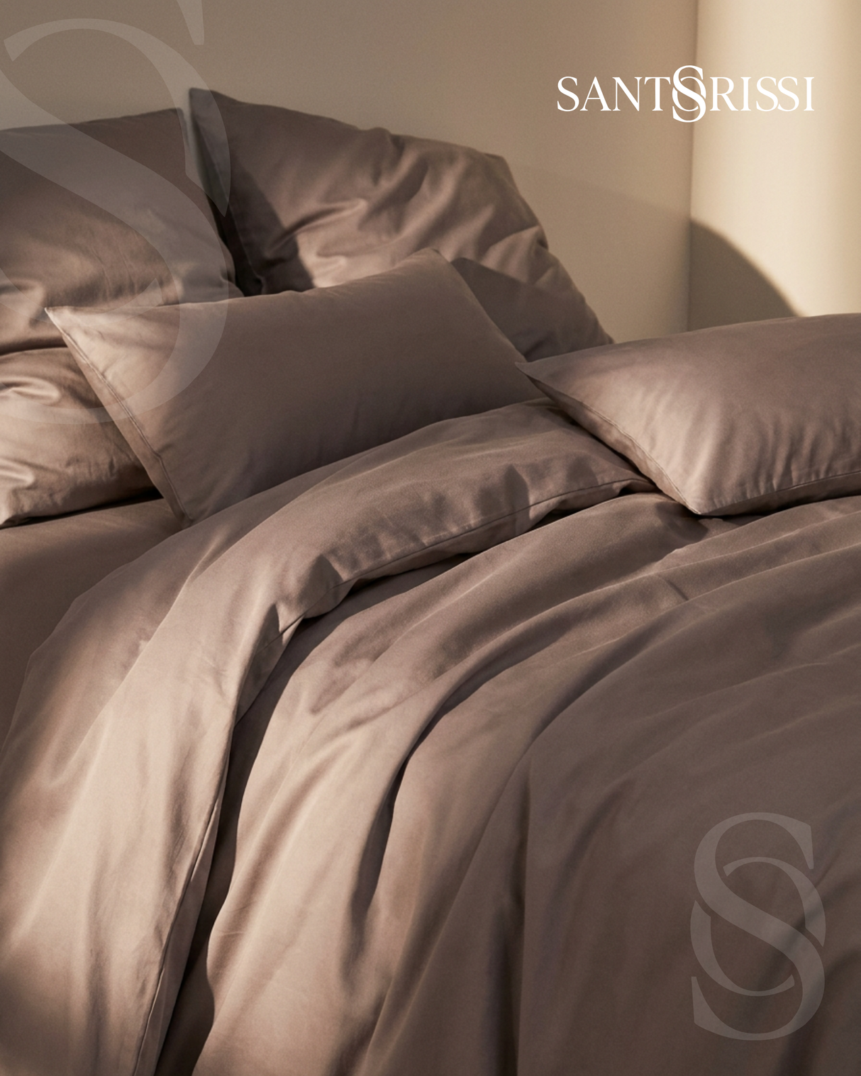 Taupe Italian cotton sateen bedding – Pietra e Cenere Collection (Pietra viva)