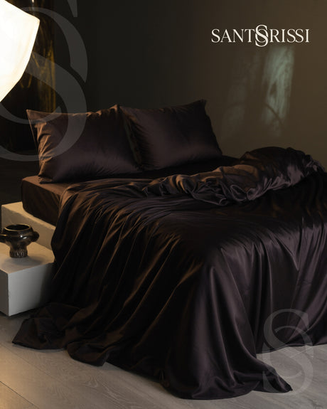 Black Italian MicroModal satin bedding – MONET Collection (Nero)