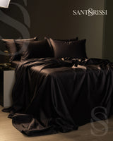 Black Italian MicroModal satin bedding – MONET Collection (Nero)