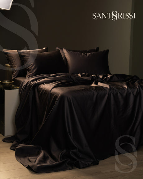 Black Italian MicroModal satin bedding – MONET Collection (Nero)