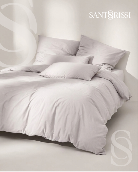 Light grey Italian cotton sateen bedding – Pietra e Cenere Collection (Cenere chiara)