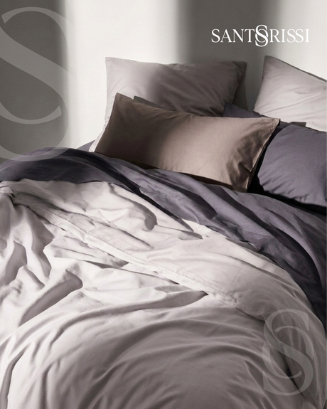 Light grey Italian cotton sateen bedding – Pietra e Cenere Collection (Cenere chiara)