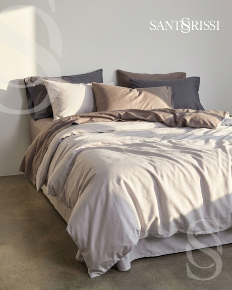 Light grey Italian cotton sateen bedding – Pietra e Cenere Collection (Cenere chiara)