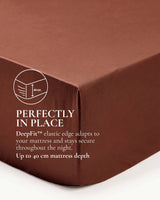 Italian Cotton Sateen Fitted Sheet – Terra Bruciata Collection · Argilla scura