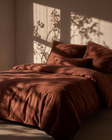 Double Duvet Cover Set 200x200 with 2 Pillowcases · Italian Cotton Sateen · Argilla scura