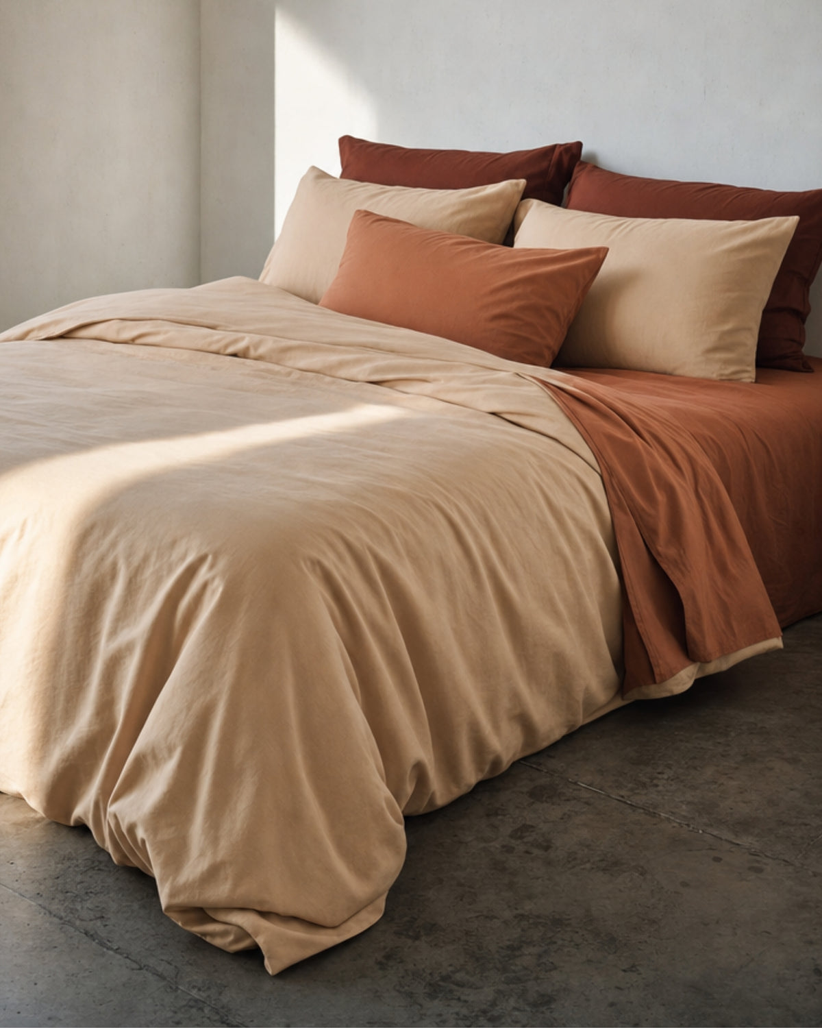 Italian Cotton Sateen Duvet Cover – Terra Bruciata Collection · Sabbia secca