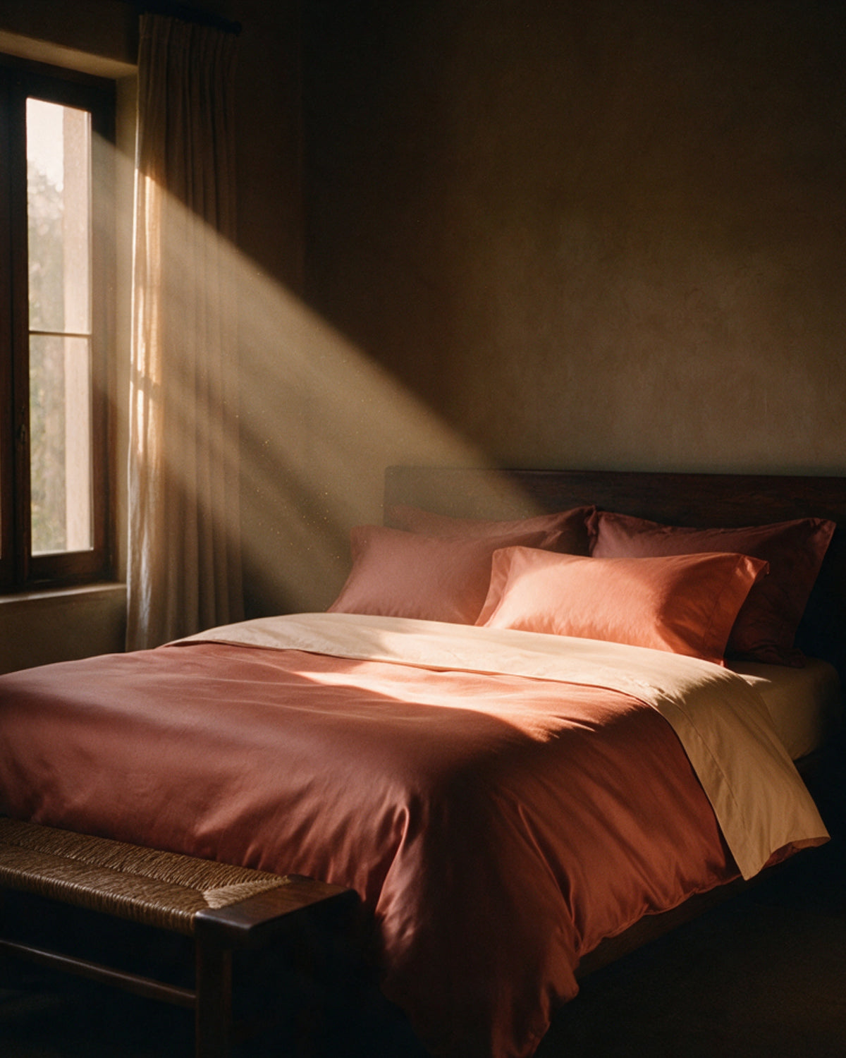 Italian Cotton Sateen Pillowcase – Terra Bruciata Collection · Muro al tramonto