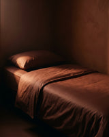 Single Duvet Cover Set 140x200 with Pillowcase · Italian Cotton Sateen · Argilla scura