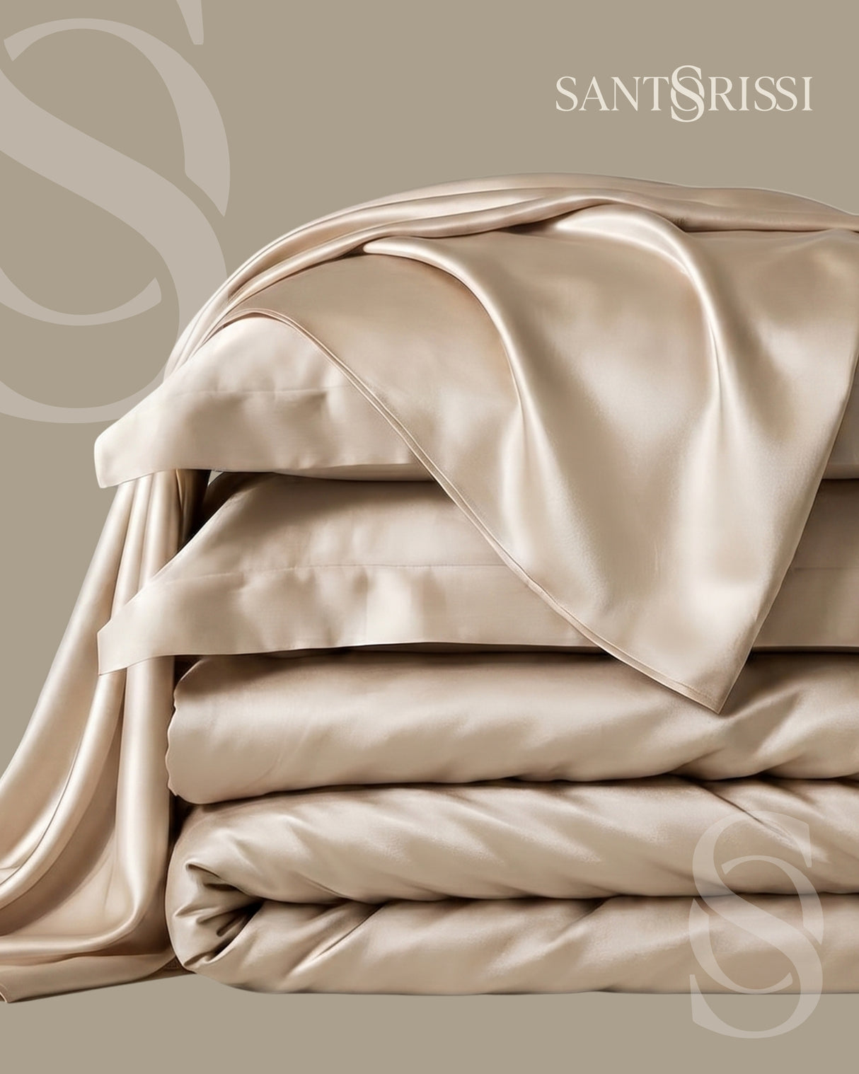 Champagne Italian MicroModal satin bedding – MONET Collection (Shine)